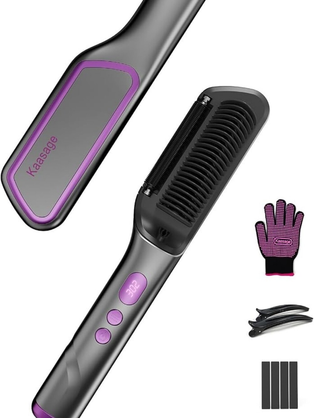 Kaasage New 2-in-1 Hot Oil & Hair Straightener Brush-9 Tempurature Settings